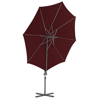 vidaXL Riippuva aurinkovarjo teräspylväällä viininpunainen 300 cm