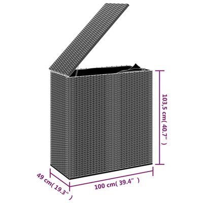 vidaXL Puutarhan säilytyslaatikko PE-rottinki 100x49x103,5 cm harmaa