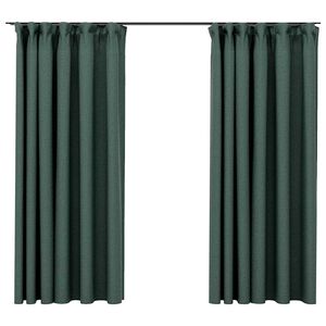 vidaXL Pellavamaiset pimennysverhot koukuilla 2 kpl vihre&auml; 140x175 cm