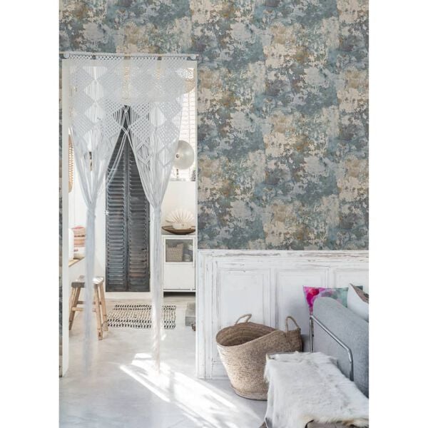DUTCH WALLCOVERINGS Tapetti betoninharmaa ja vihre&auml;