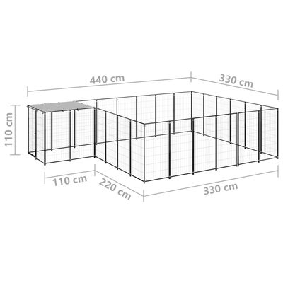 vidaXL Koiranhäkki musta 12,1 m² teräs