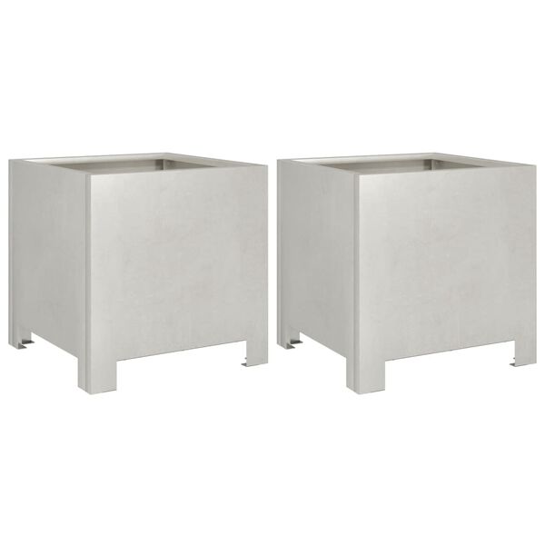 vidaXL Puutarhakukkalaatikot 2 kpl 30x30x30 cm ruostumaton teräs