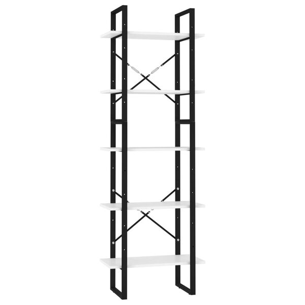 vidaXL 5-tasoinen kirjahylly valkoinen 60x30x175 cm tekninen puu