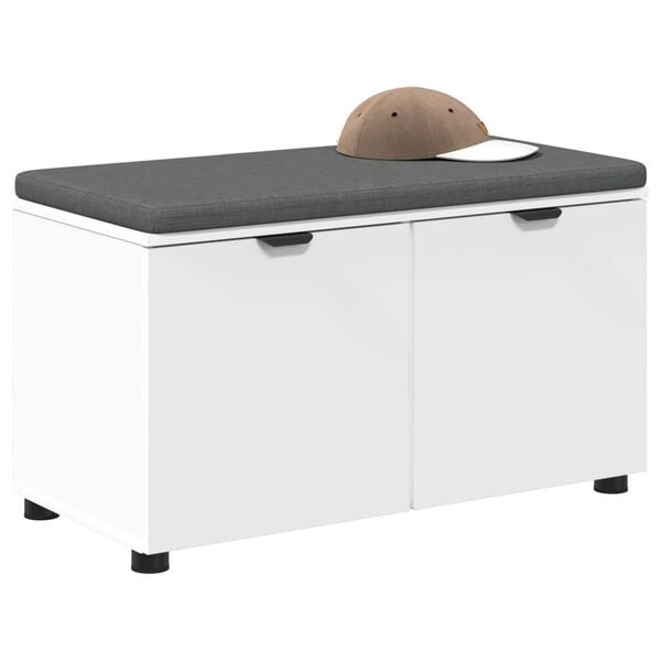 vidaXL Halli penkki tyynyll&auml; s&auml;ilytystilassa Valkoinen 80 x 46 x 46 cm