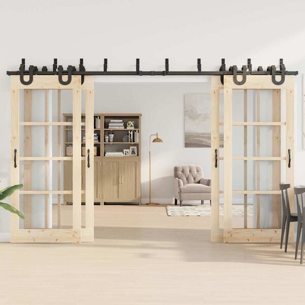 vidaXL Liukuoven asennussarja teräs 366 cm musta