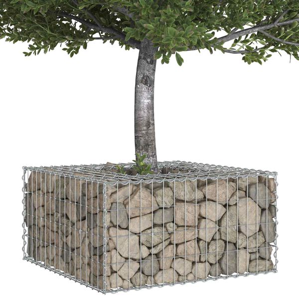 vidaXL Gabion Kohotettu Peti Hopea 80 x 80 x 40 cm Galvanoitu ter&auml;s