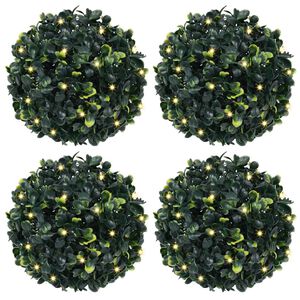 vidaXL Keinotekoiset puksipuupallot LED-valoilla 4 kpl Vihre&auml; 12 cm