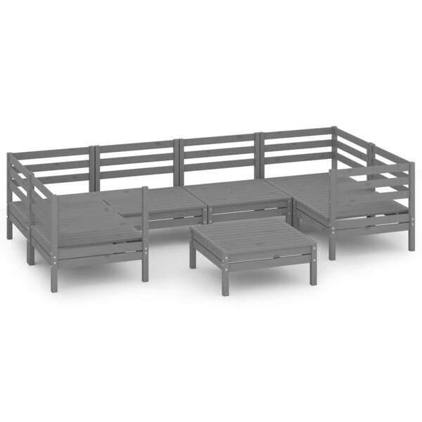 vidaXL 7-osainen Puutarhasohvasarja harmaa t&auml;ysi m&auml;nty