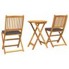 vidaXL Puutarhan Bistro Set 3 pcs Ruskea täysi akaasiapuu