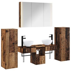 vidaXL Kylpyhuonekalustesetti 6 pcs Vanha puu Tekninen puu ja lasi