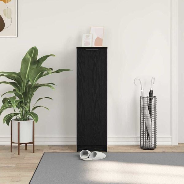 vidaXL Kenkäkaappi ovella Musta tammi 29.5 x 35 x 101 cm Tekninen puu