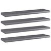 vidaXL Kirjahyllytasot 4 kpl korkeakiilto harmaa 40x10x1,5cm lastulevy