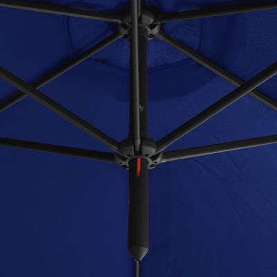vidaXL Tupla-aurinkovarjo terästanko 600 cm taivaansininen