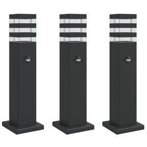 vidaXL Pylv&auml;svalaisimet liiketunnistimella 3 kpl musta 50 cm alumiini