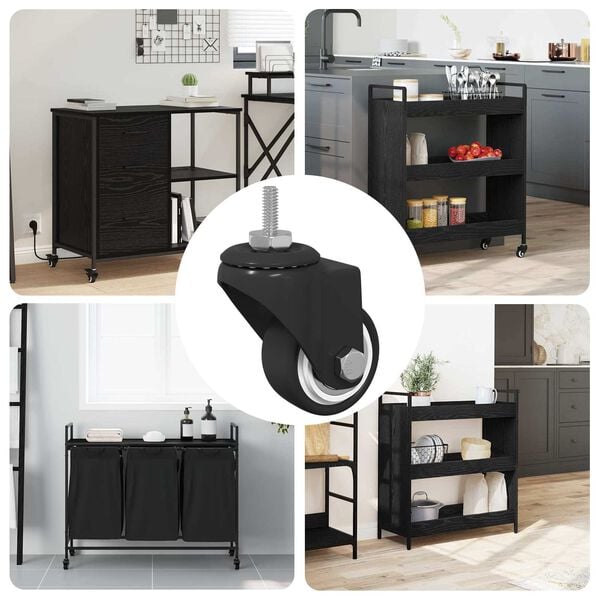 vidaXL K&auml;&auml;nt&ouml;py&ouml;r&auml; 12 pcs Musta M6 mm Rautaa ja nailonia