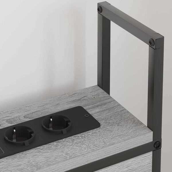 vidaXL S&auml;ilytyss&auml;nky latausasemalla Harmaa sonoma 90 cm Tekninen puu