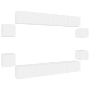 vidaXL 8-osainen TV-kaappisarja valkoinen tekninen puu