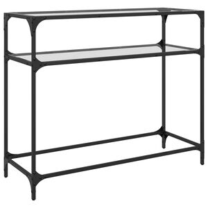 vidaXL Konsolip&ouml;yt&auml; l&auml;pin&auml;kyv&auml; lasinen p&ouml;yt&auml;levy 98x35x81 cm ter&auml;s
