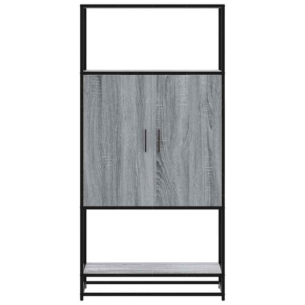 vidaXL Highboard Harmaa Sonoma 68x35x139 cm Suunniteltu puu ja metalli