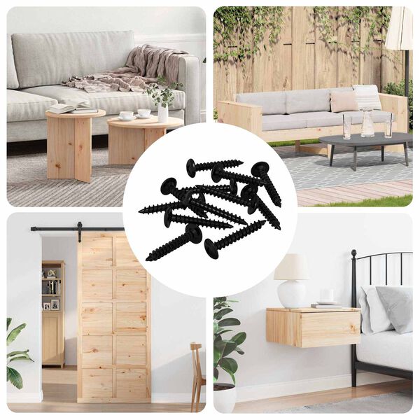 vidaXL Itsekiertev&auml; kynsi 9000 pcs Musta Ter&auml;s