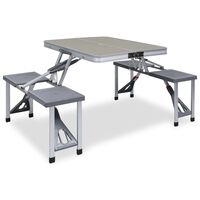 vidaXL Kokoontaitettava retkipöytä neljällä istuimella teräs alumiini