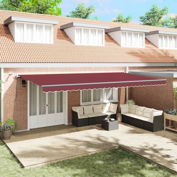 vidaXL Automaattimarkiisi LEDit viininpunainen 600x300 cm