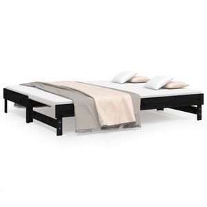 vidaXL Sohvas&auml;nky ulosvedett&auml;v&auml; musta 2x (100x200) cm t&auml;ysi m&auml;nty