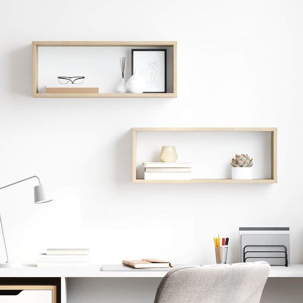 vidaXL Kuutiosein&auml;hyllyt 2 kpl Sonoma-tammi 60x15x23 cm tekninen puu