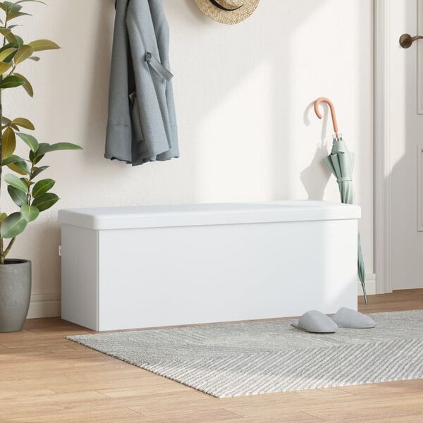 vidaXL S&auml;ilytyspenkki kokoontaitettava valkoinen PVC