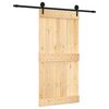 vidaXL Liukuovi Luonnollinen ja musta 100 x 210 cm Massiivinen m&auml;nty