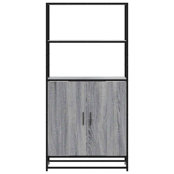 vidaXL Highboard Harmaa Sonoma 68x35x139 cm Suunniteltu puu ja metalli
