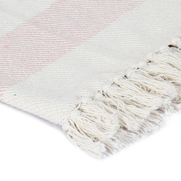 vidaXL Viltti puuvilla raidoilla 125x150 cm vanha pinkki