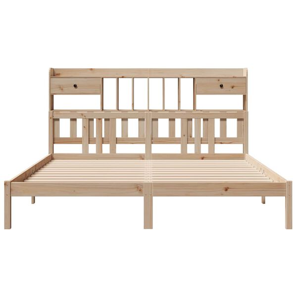 vidaXL Sänky kirjahyllyllä ilman patjaa 180x200 cm täysi mänty