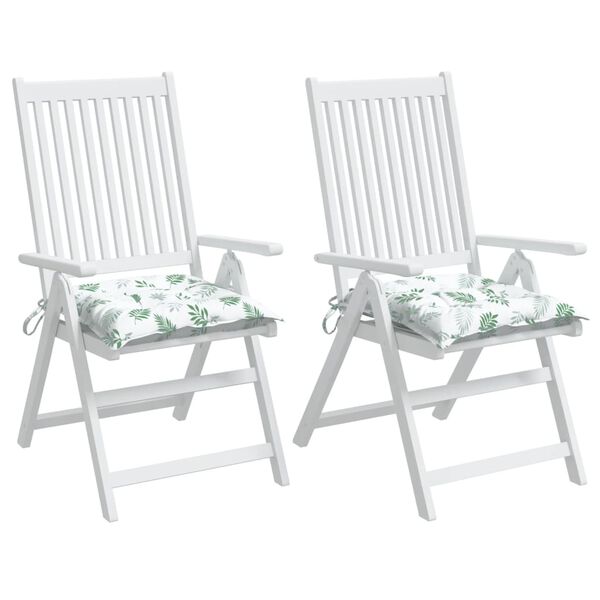 vidaXL Istuintyynyt 2 kpl lehtikuvio 40x40x7 cm kangas