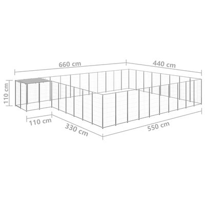 vidaXL Koiranhäkki hopea 25,41 m² teräs