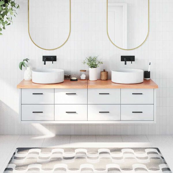 vidaXL Kylpyhuoneen ty&ouml;taso v.ruskea 180x50x(2-4)cm k&auml;sitelty t&auml;yspuu