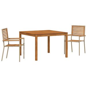 vidaXL Piharuokailu setti 3 kpl Beige Tihe&auml; akasiapuu