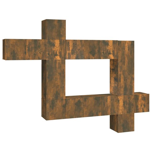 vidaXL 10-osainen TV-kaappisarja savutammi tekninen puu