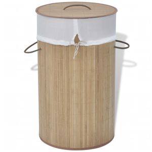vidaXL Bambu Pyykkikori Py&ouml;re&auml; Luonnov&auml;ri