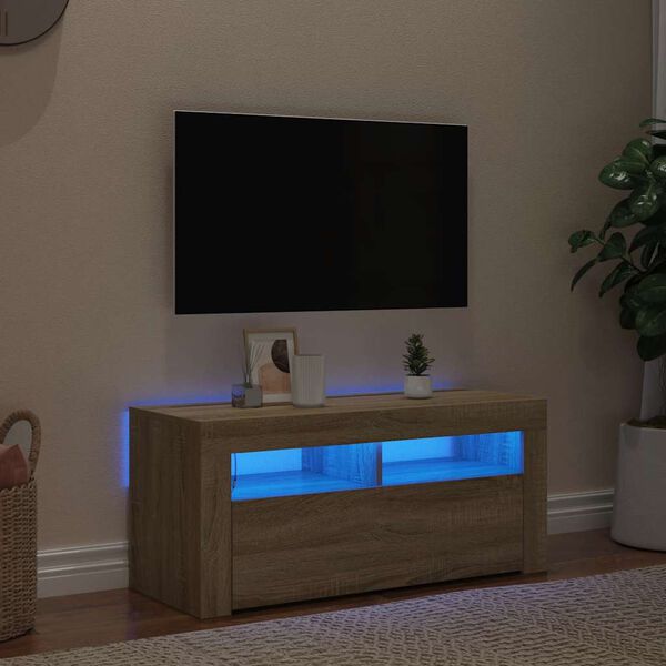 vidaXL TV-taso LED-valoilla Sonoma-tammi 90x35x40 cm