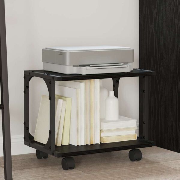 vidaXL Tulostinpidike Musta tammi. 41 x 28 x 33.5 cm Tekninen puu