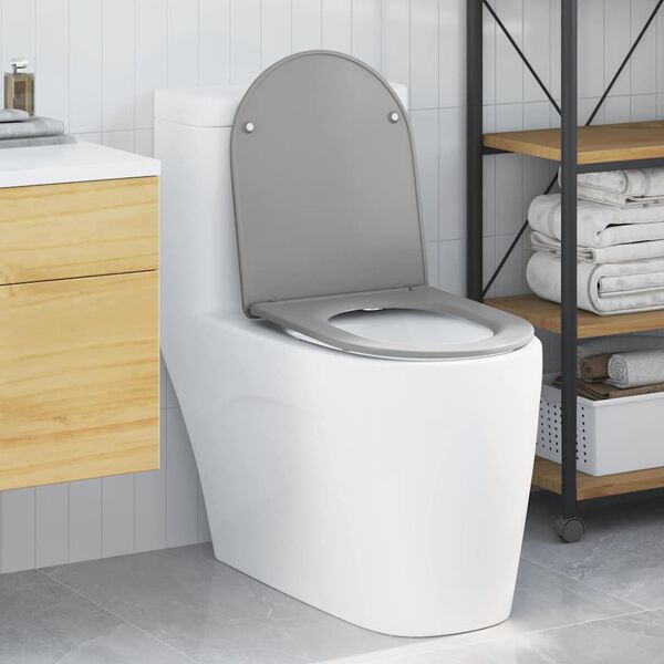 vidaXL Nopeasti irrotettava wc-istuin Harmaa 44 x 36.4 x 3.4 cm