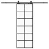 vidaXL Liukuovi asennustarvikkeilla musta 76x205 cm ESG lasi