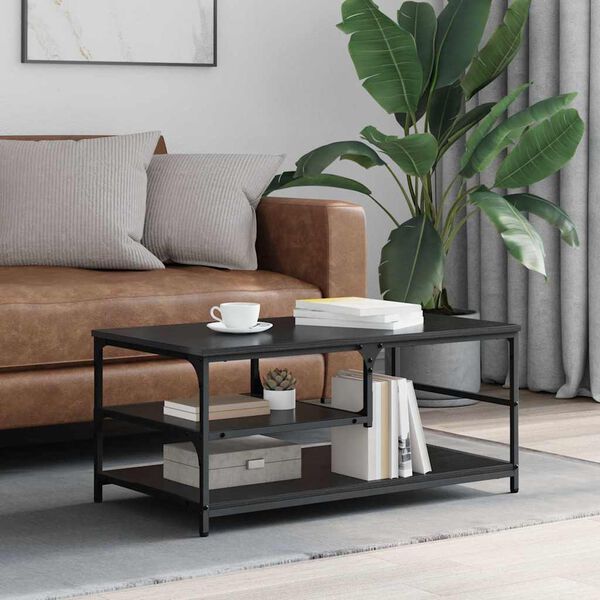 vidaXL Sohvap&ouml;yt&auml; Musta tammi. 90 x 49 x 40 cm Tekninen puu