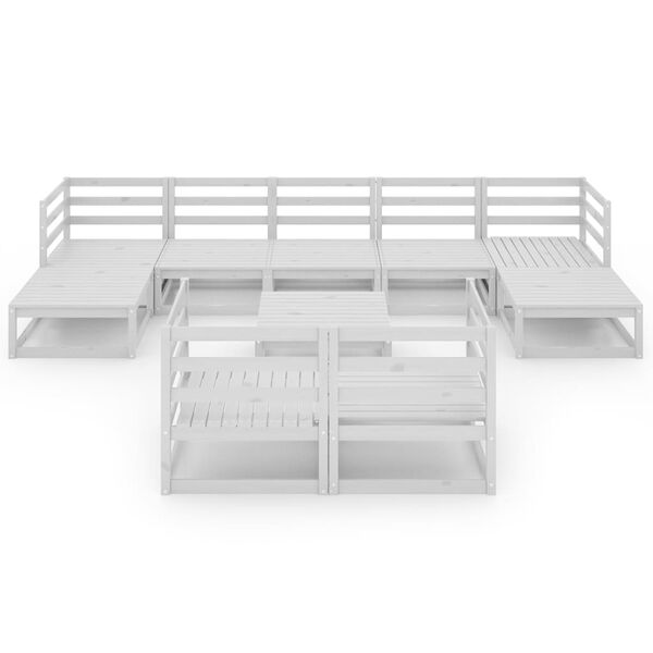 vidaXL 10-osainen puutarhasohvasarja valkoinen t&auml;ysi m&auml;nty