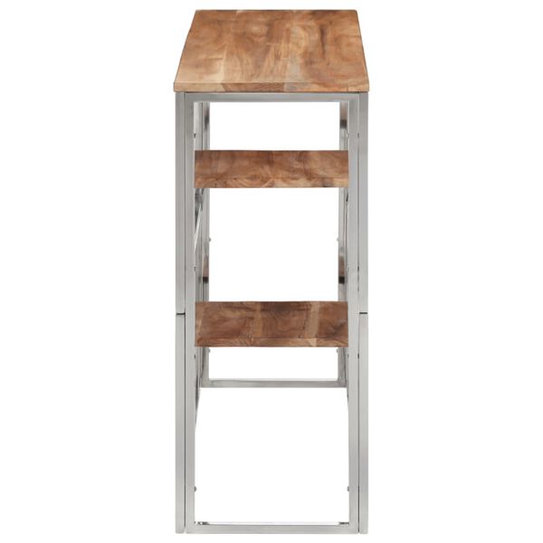 vidaXL Konsolip&ouml;yt&auml; hopea ruostumaton ter&auml;s ja t&auml;ysi akasiapuu