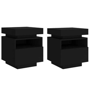 vidaXL Y&ouml;p&ouml;yt&auml; LED-valoilla 2 kpl musta 40x39x48,5 cm