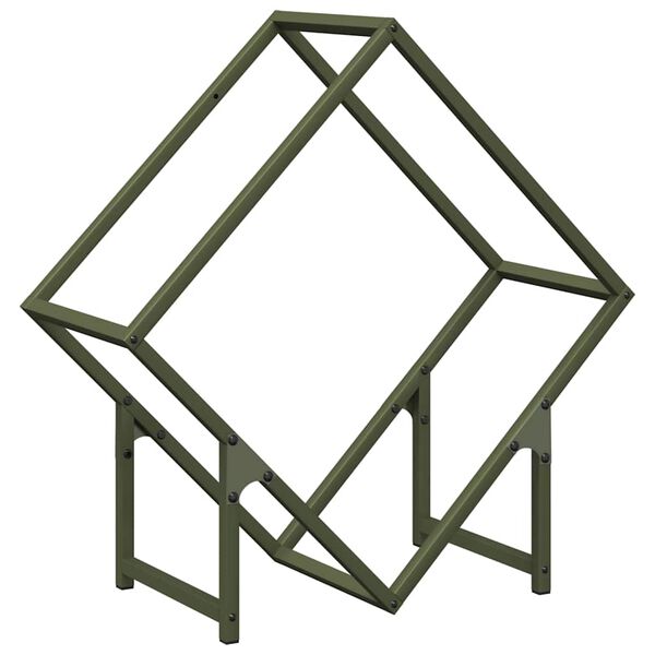 vidaXL Polttopuuteline Oliivinvihre&auml; Kylm&auml;valssattua ter&auml;st&auml;