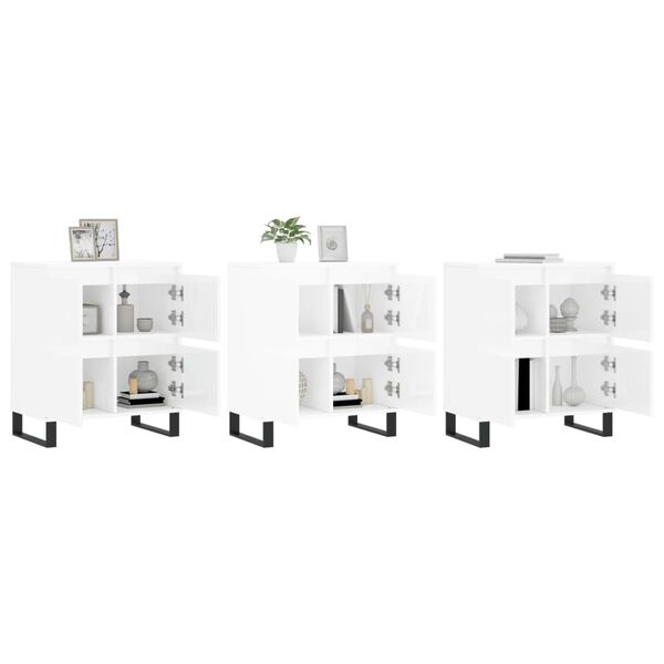 vidaXL Senkit 3 kpl korkeakiilto valkoinen tekninen puu