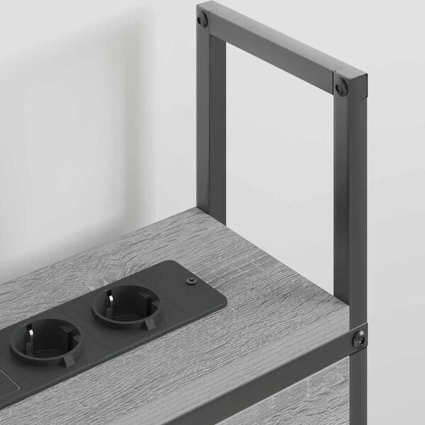 vidaXL S&auml;ilytyss&auml;nky latausasemalla Harmaa sonoma 150 cm Tekninen puu